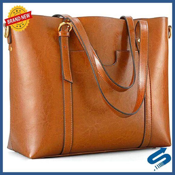 Large Genuine Leather Tote Bag with Adjustable Shoulder Strap